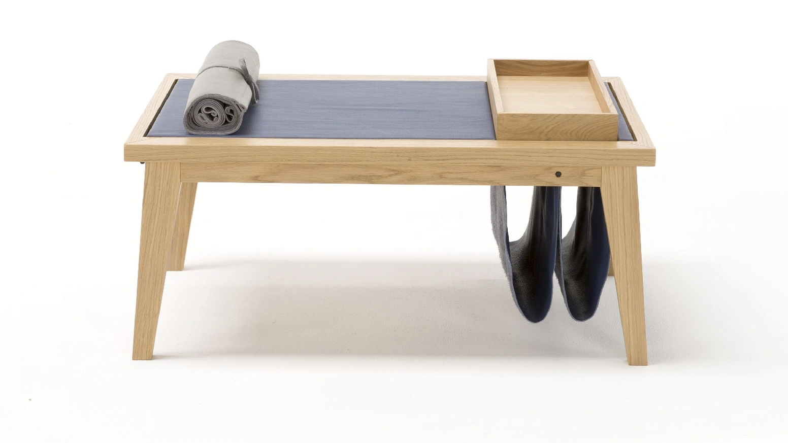 Tavolino multifunzionale in legno con top in pelle Bergen di Egoitaliano