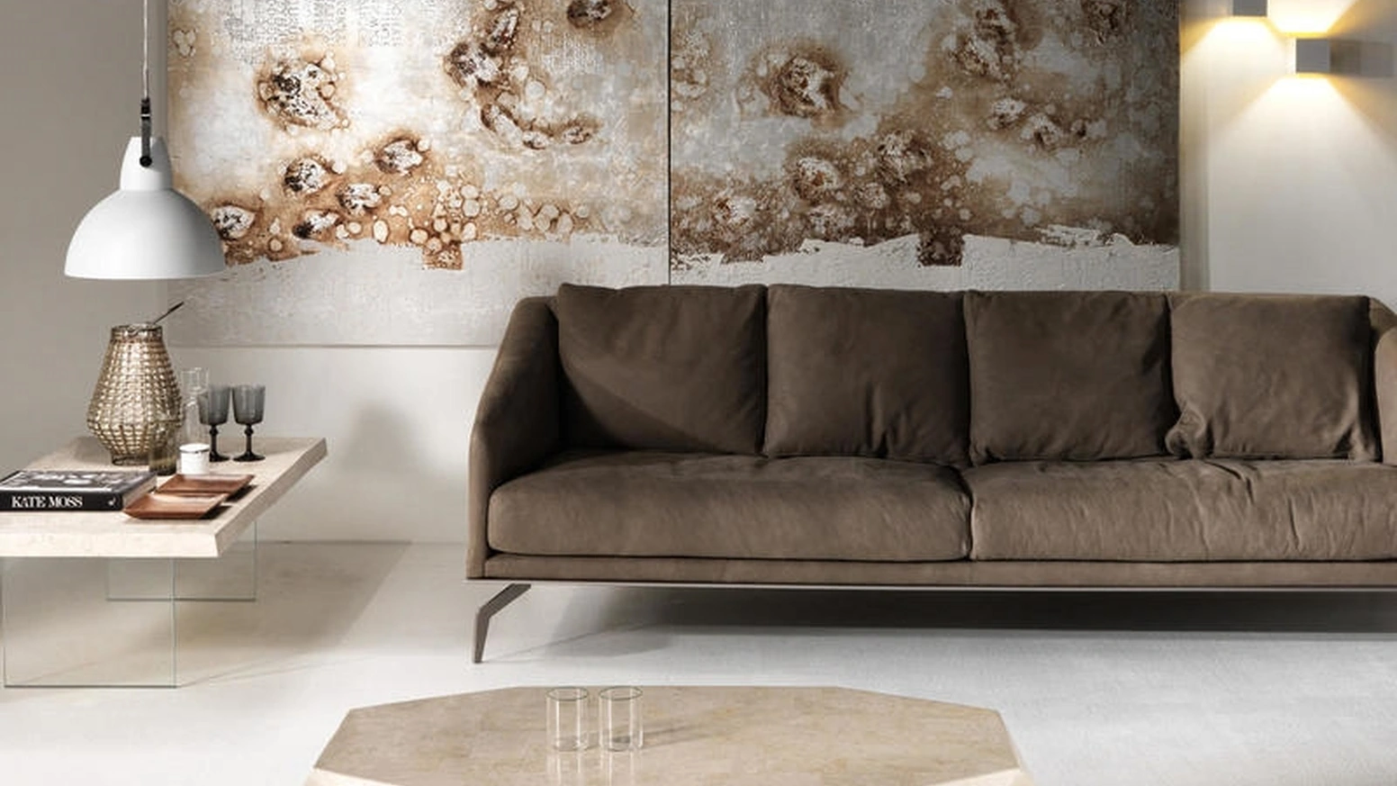 Tavolino in pietra fossile Diamond Medium di Stones