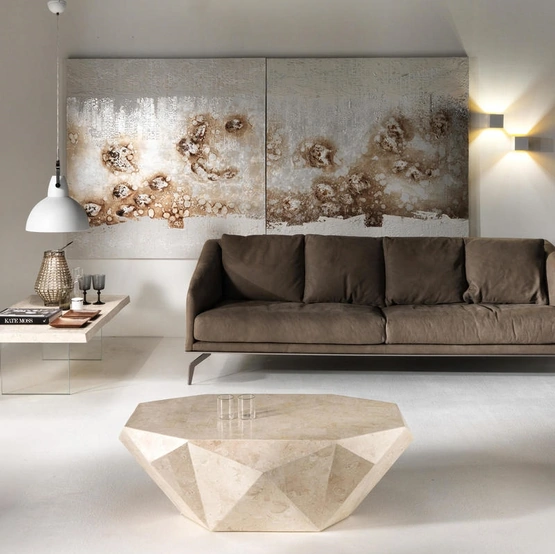 Tavolino in pietra fossile Diamond Medium di Stones