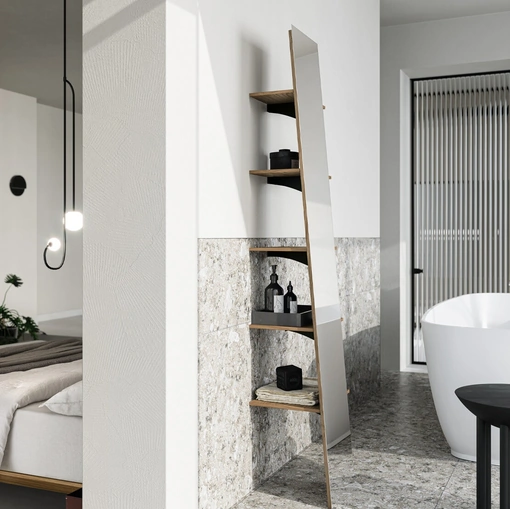 Specchiera funzionale Diana con mensole in melaminico di SantaLucia