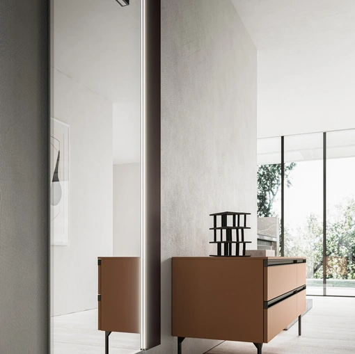 Specchiera Maia con fascia laterale in melaminico con luce a LED di SantaLucia