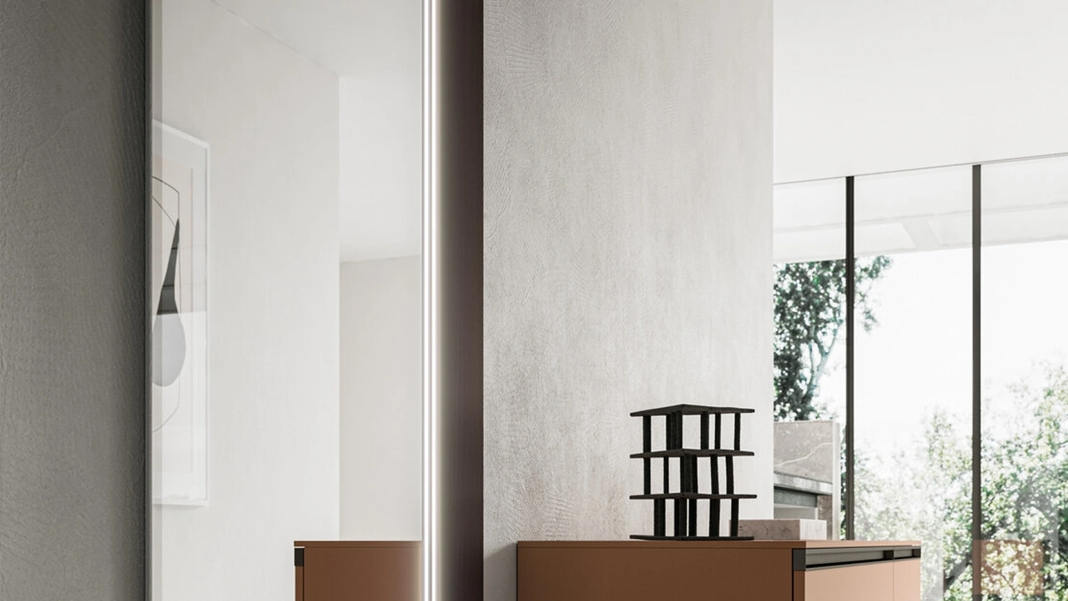 Specchiera Maia con fascia laterale in melaminico con luce a LED di SantaLucia