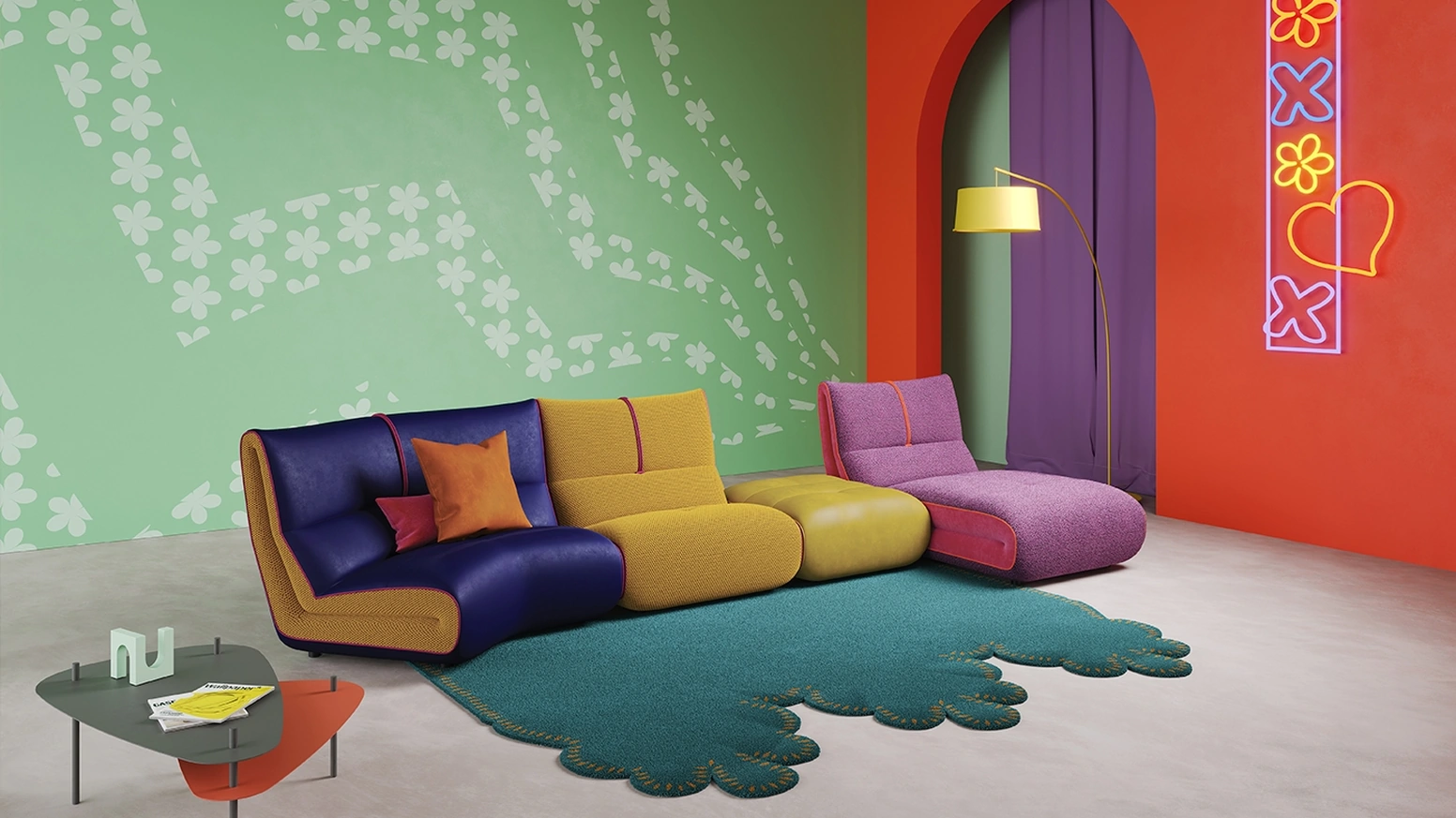 Tappeto di design in tessuto Merlino di Egoitaliano