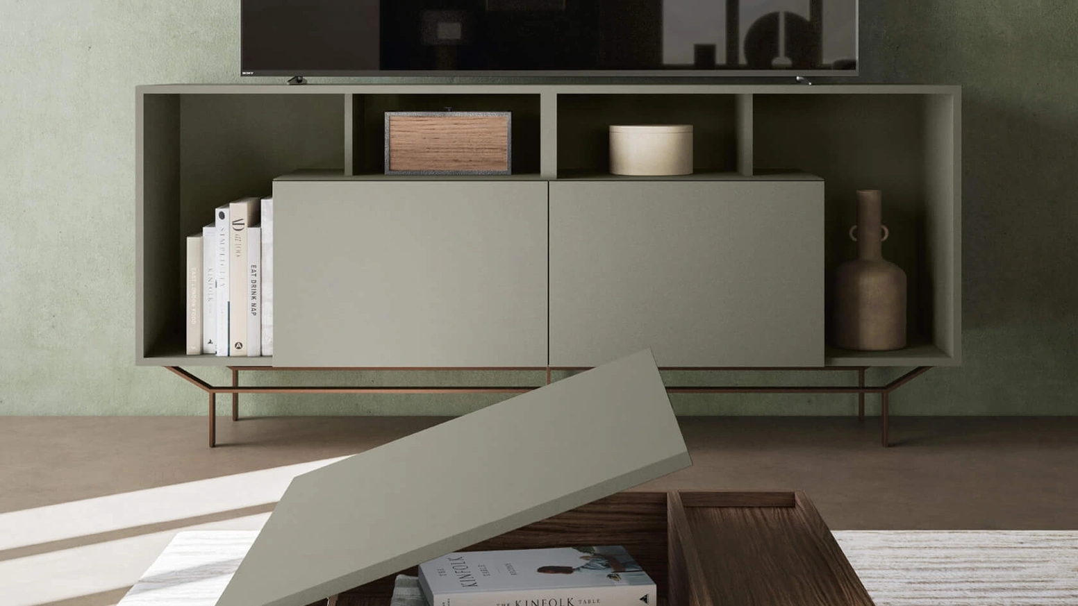 Tavolino Combo in melaminico e laccato di SantaLucia