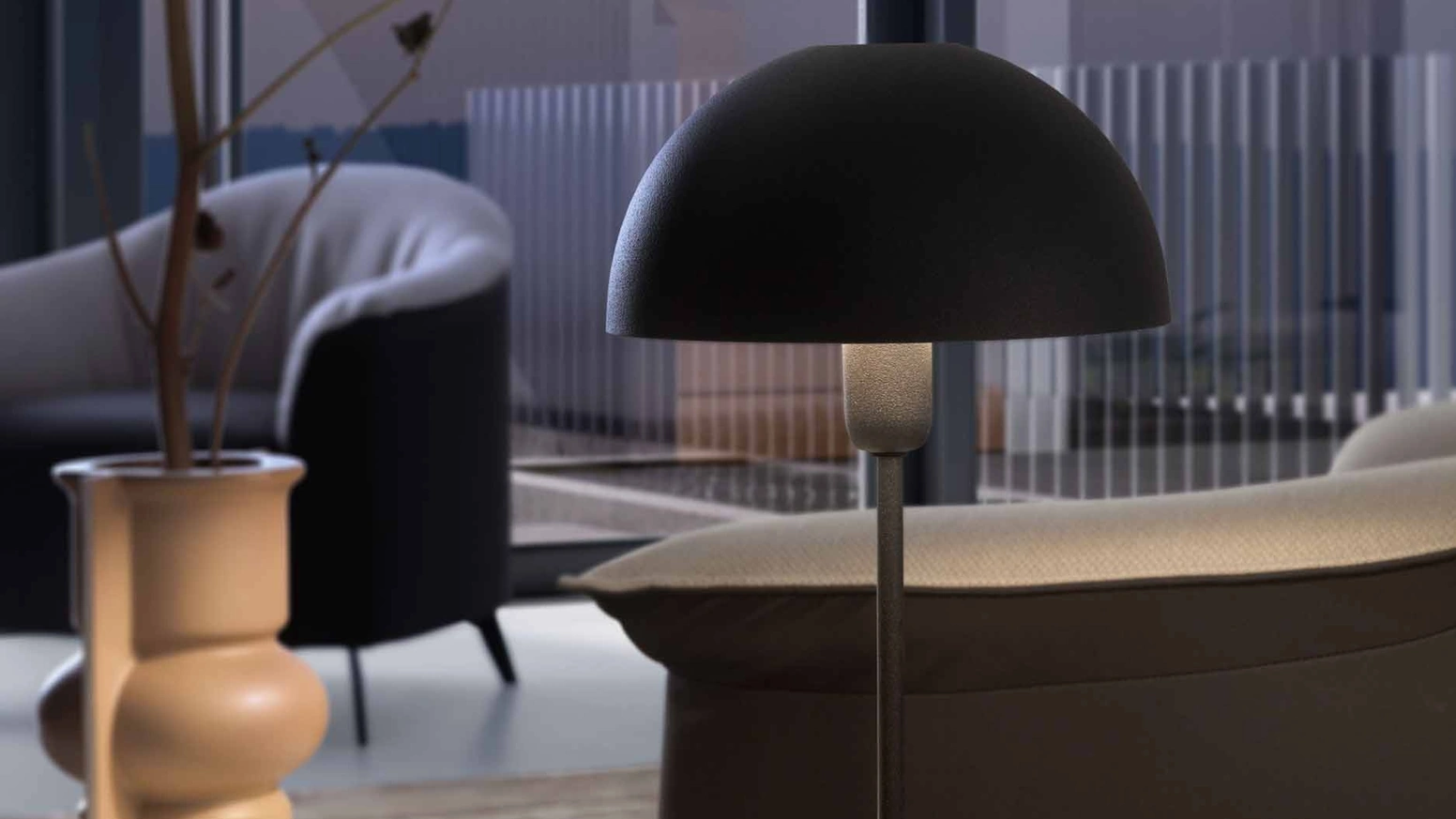 Lampada da tavolo Dome in metallo laccato di Le Comfort