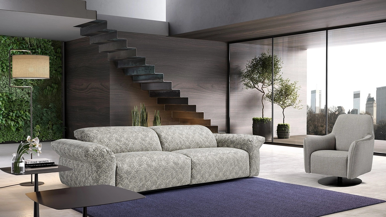 Lampada da terra Morfeo in metallo con paralume in tessuto di Egoitaliano