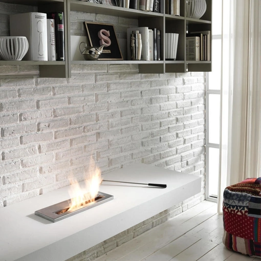 Biocamino elegante da incasso Basis in acciaio satinato di Stones