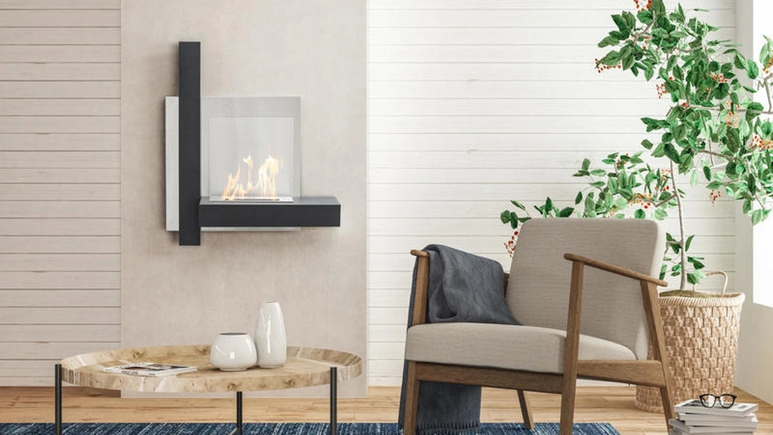 Biocamino da parete Chassis di Stones