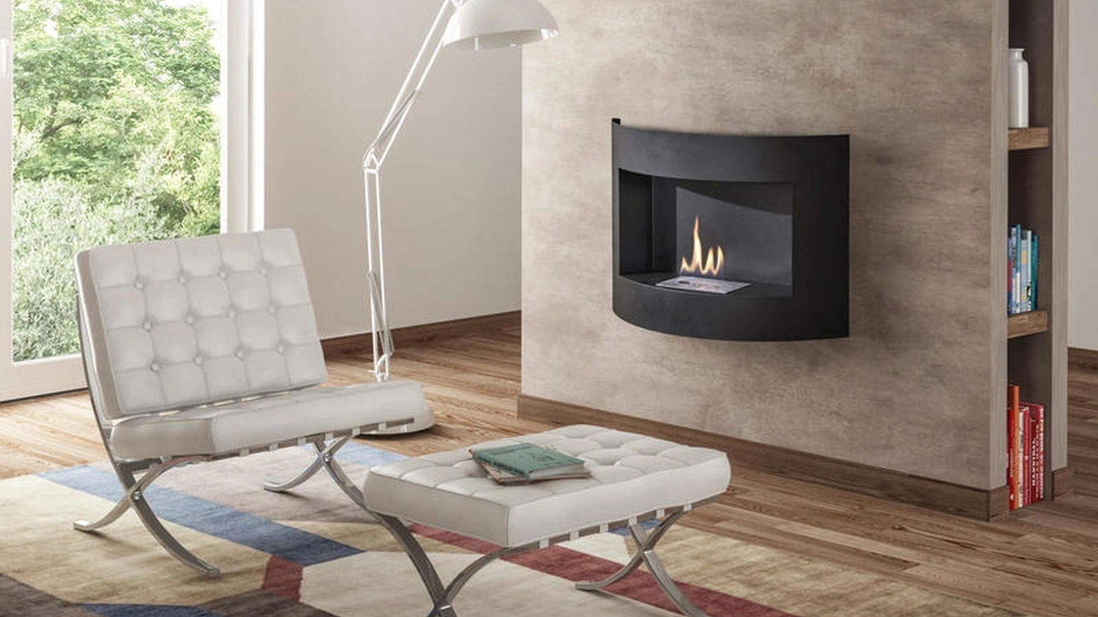 Biocamino da parete Redonda di Stones