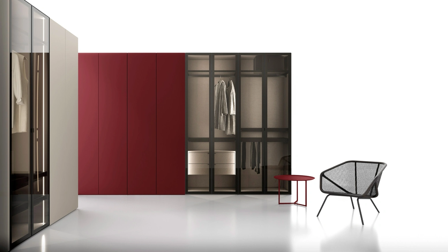 Armadio con ante battenti in laccato e vetro Nocta 03 di SantaLucia