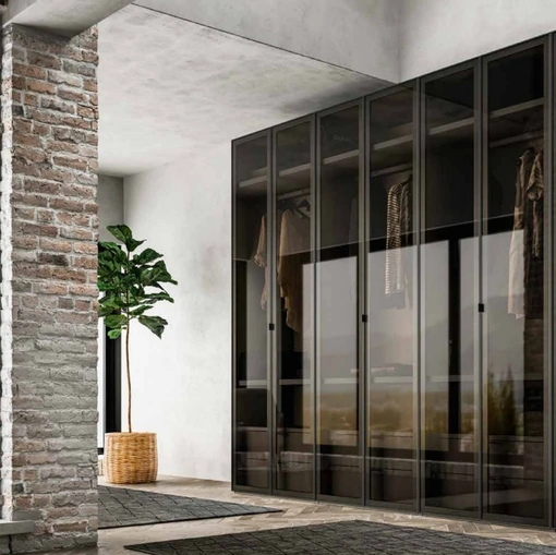 Armadio con anta battente in vetro Nocta 01 di SantaLucia