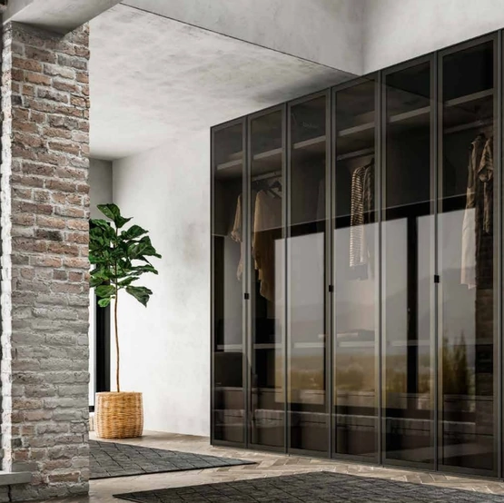 Armadio con anta battente in vetro Nocta 01 di SantaLucia