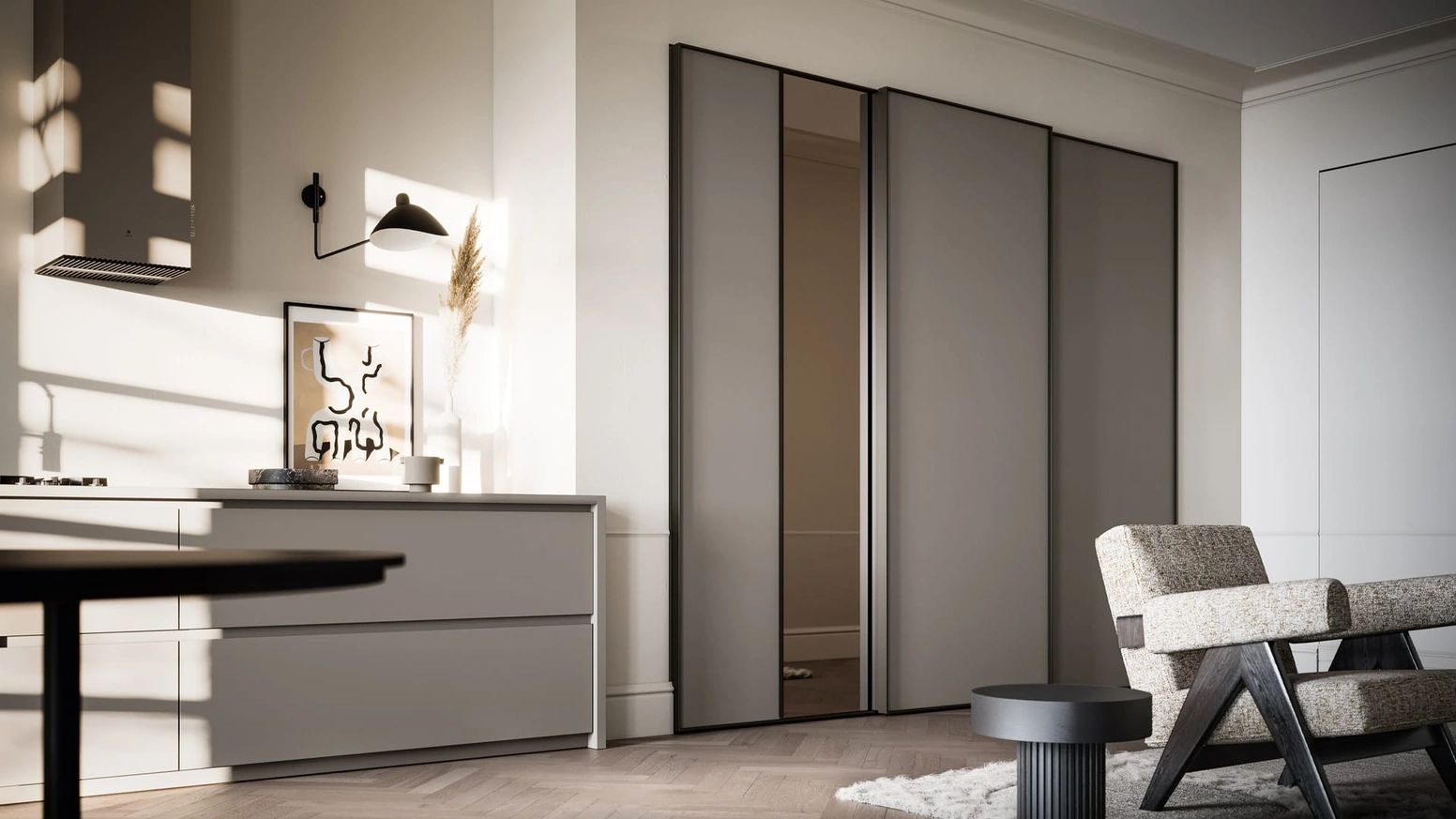 Armadio Nuit 03 in laccato opaco con inserto a specchio di SantaLucia