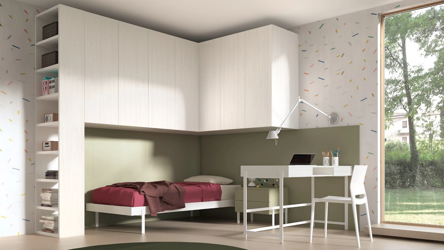 Cameretta angolare a ponte SET K18 in melaminico di Siloma
