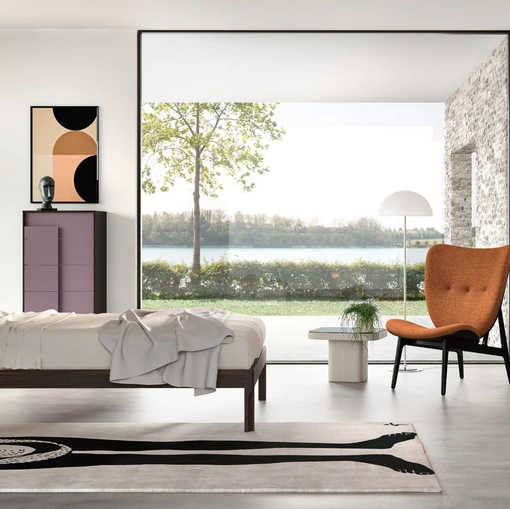 Cameretta componibile SET Y03 in melaminico, laccato e materico rovere termotrattato di Siloma