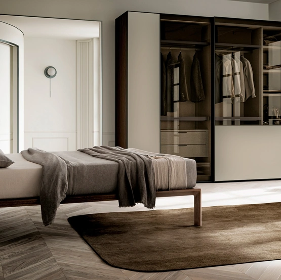 Letto con testiera in tessuto imbottito Ander di SantaLucia