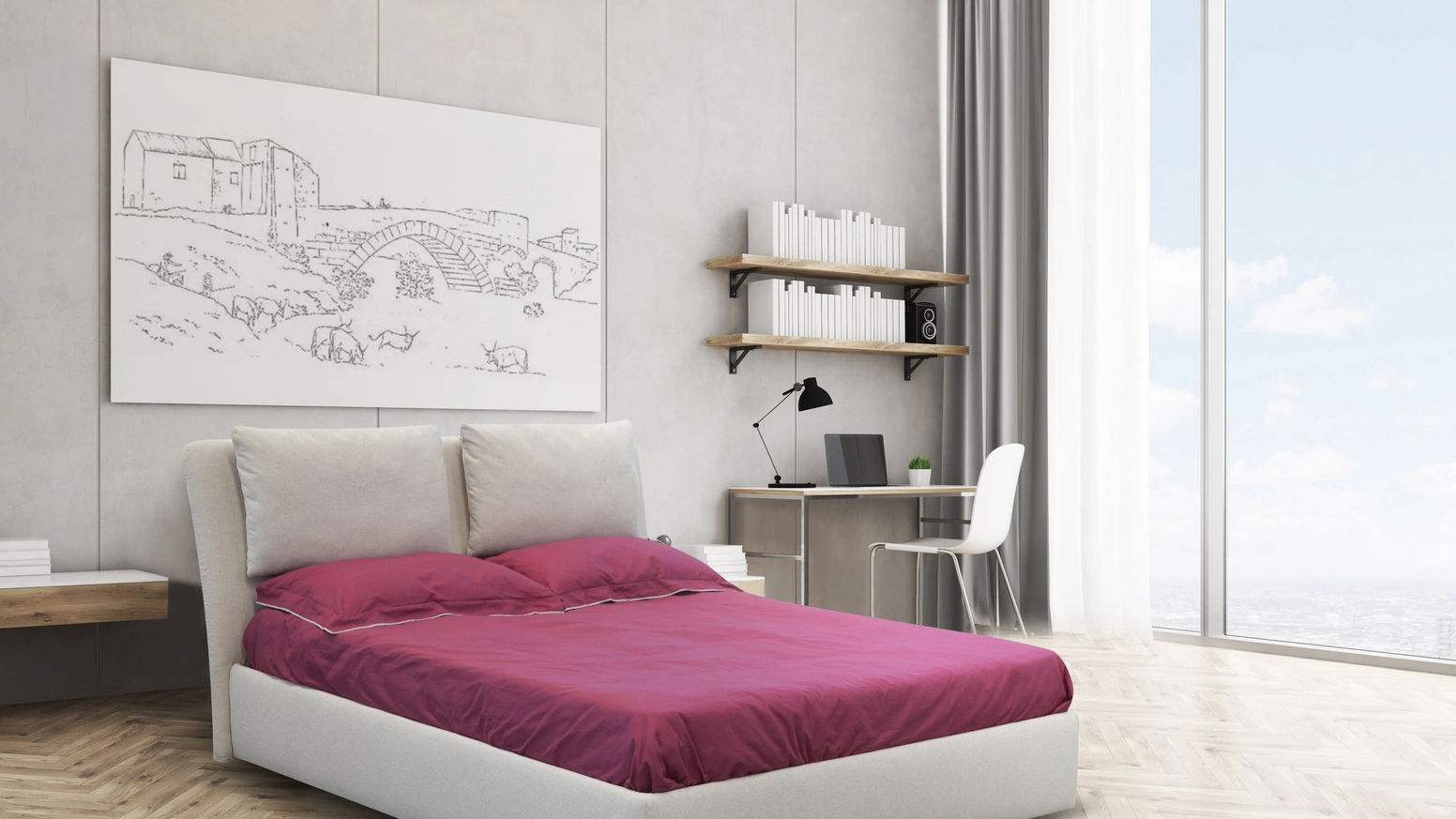 Letto in tessuto imbottito Echo di Nicoletti Home