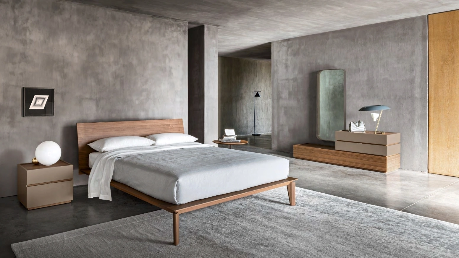 Letto in legno con testiera Folio di Sangiacomo