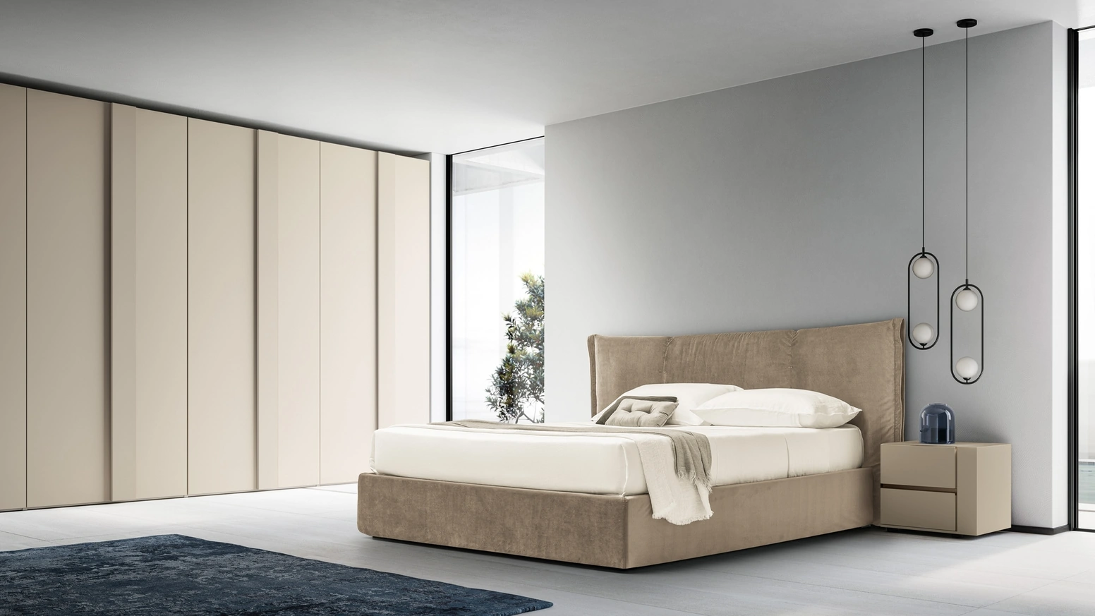 Letto in tessuto con box contenitore e testiera Ghibli Box di SantaLucia