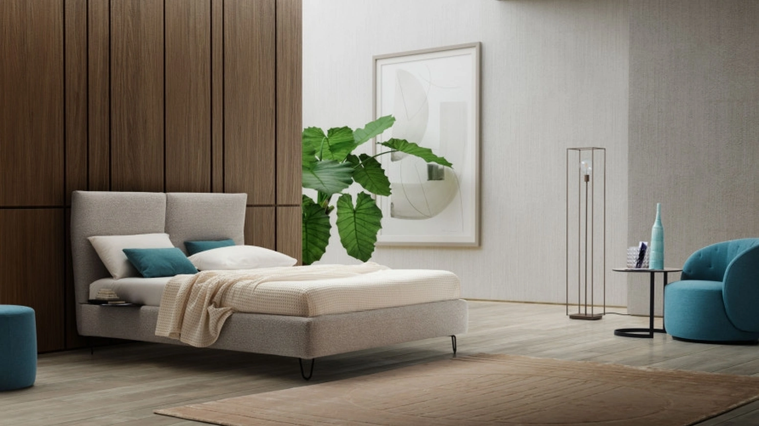 Letto Klizia in tessuto imbottito di Le Comfort