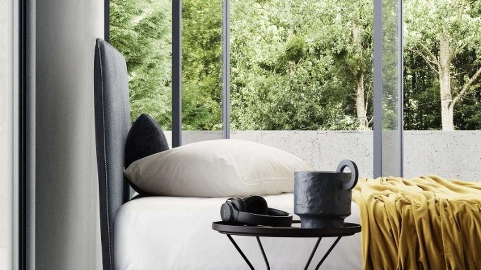 Letto Snap in tessuto con testiera di Le Comfort