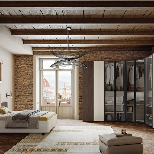 Letto Lyra LY12 con box contenitore e testiera imbottita di MCSMobili