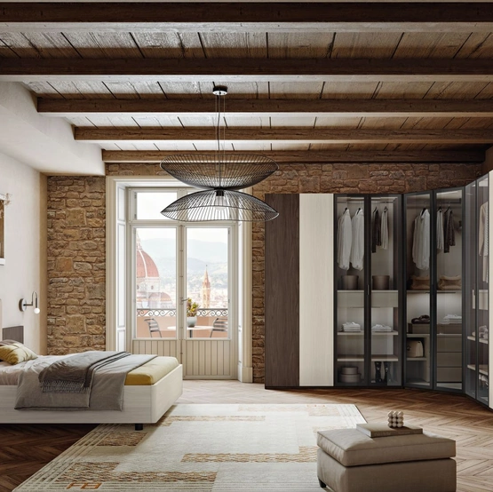 Letto Lyra LY12 con box contenitore e testiera imbottita di MCSMobili