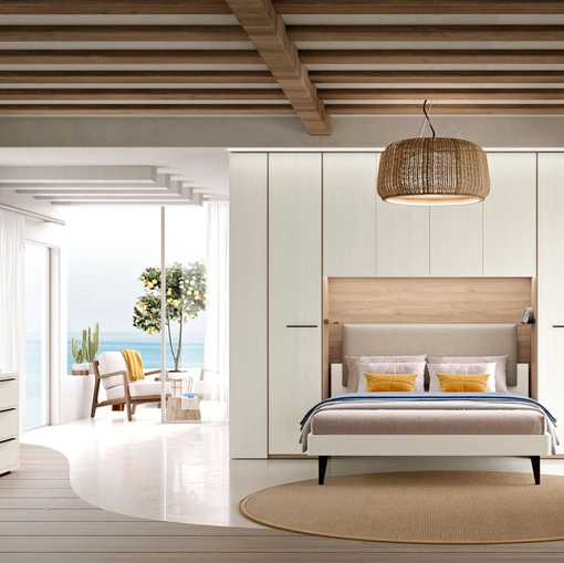 Letto Lyra LY13 con testiera in tessuto imbottito di MCSMobili