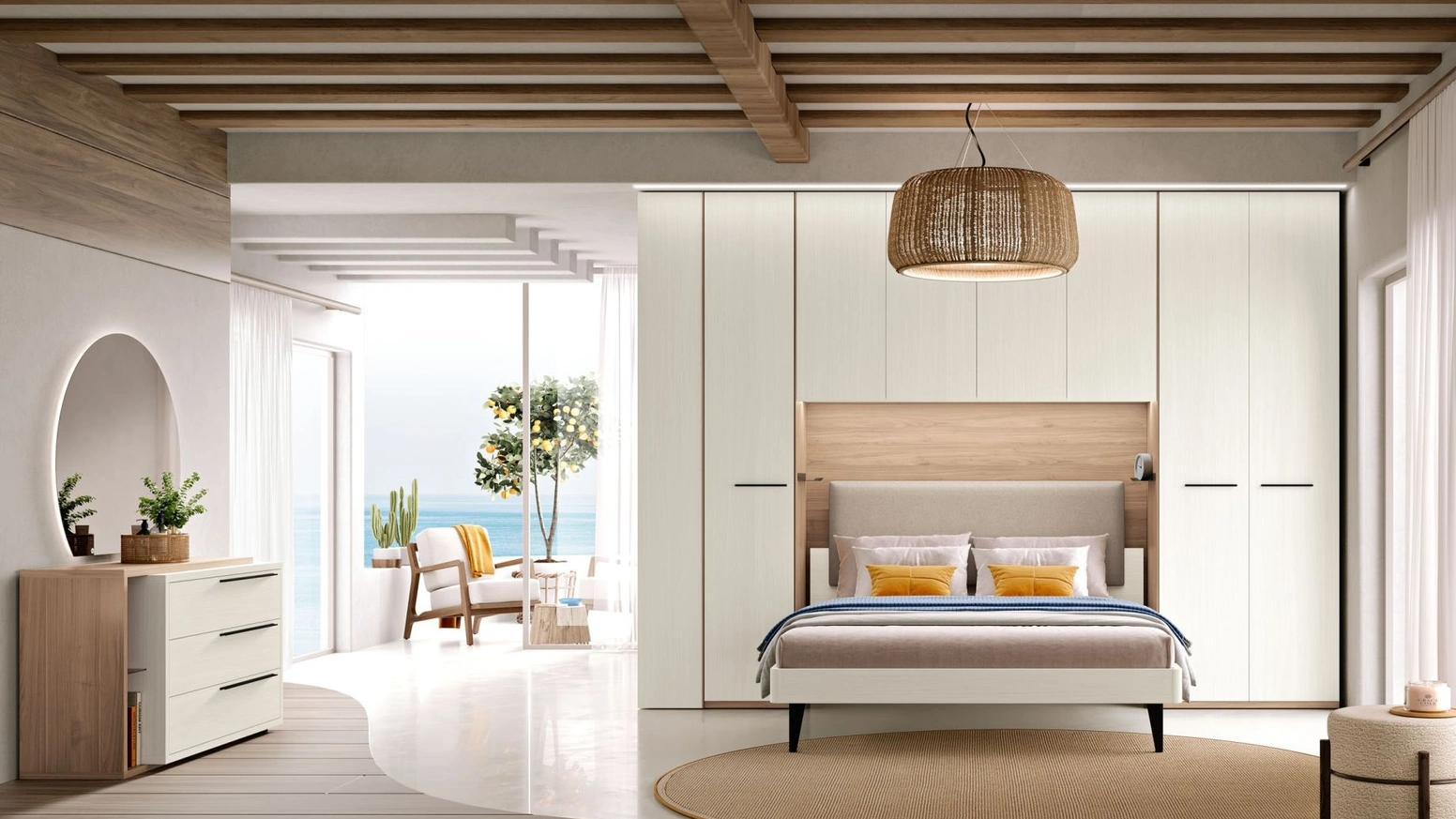 Letto Lyra LY13 con testiera in tessuto imbottito di MCSMobili