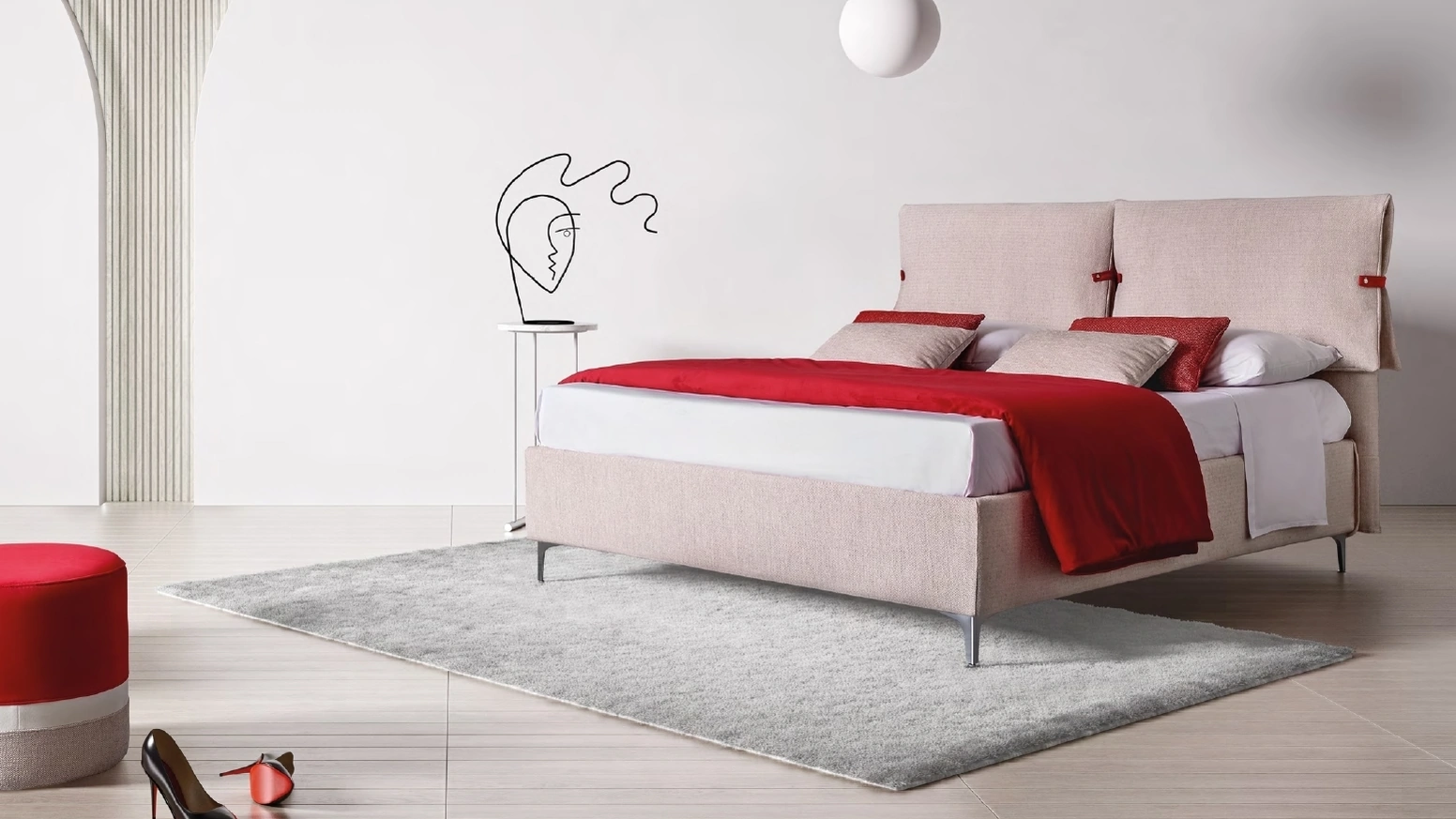 Letto matrimoniale in tessuto imbottito Primrose di Le Comfort