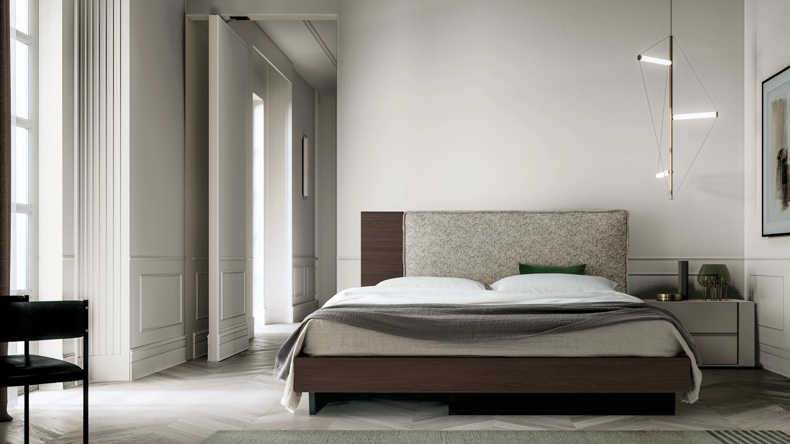 Letto in melaminico e tessuto Plinio di SantaLucia