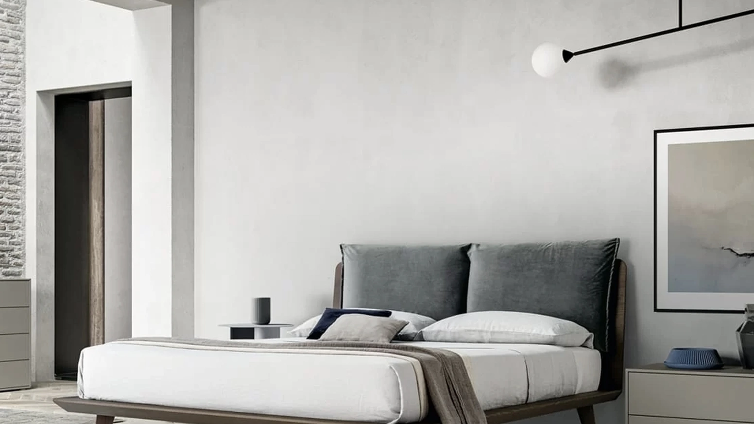 Letto impiallacciato con testiera Talak di SantaLucia