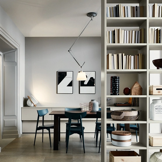 Libreria divisoria Living 01 in laccato opaco Silk Grigio Tortora di Veneta Cucine