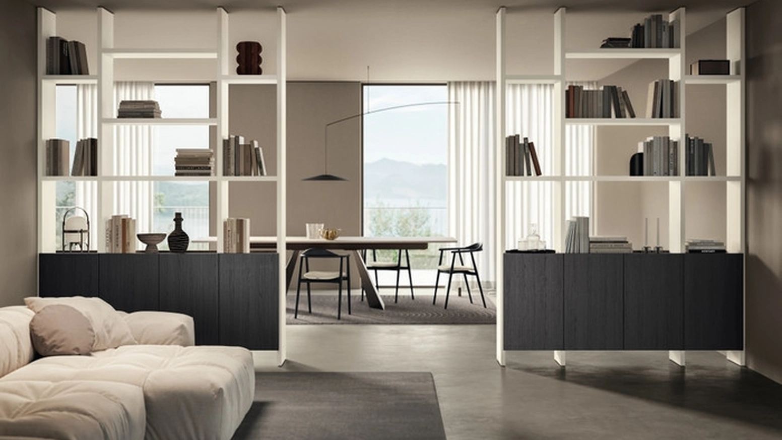 Libreria divisoria Living Essenza Fluida di Scavolini