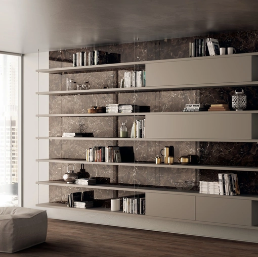 Libreria sospesa Living Exclusiva in laccato opaco Visone di Scavolini