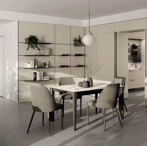 Libreria Living Moda Strips Urban Gold in laminato e acciaio di Scavolini