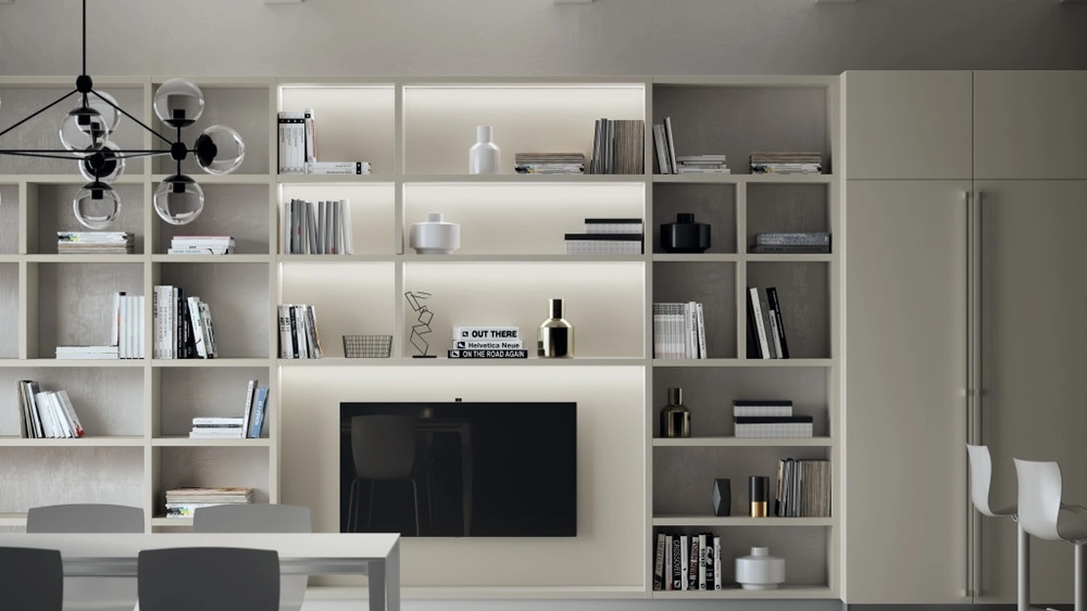 Libreria Living Carattere in decorativo Grigio Gabbiano di Scavolini