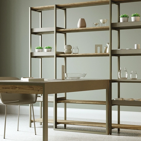 Libreria divisoria Tribeca 01 in metallo e Noce nodoso di Veneta Cucine