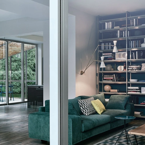 Libreria a muro Tribeca 02 finitura acciaio Grigio Bistro di Veneta Cucine