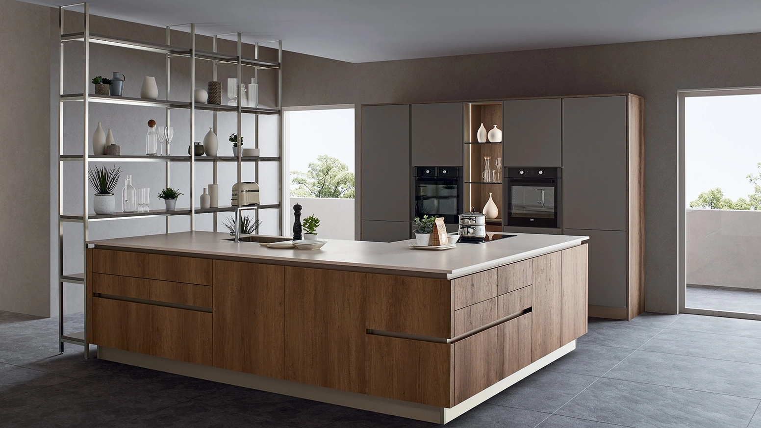 Libreria divisoria in metallo finitura bronzo Tribeca 05 di Veneta Cucine