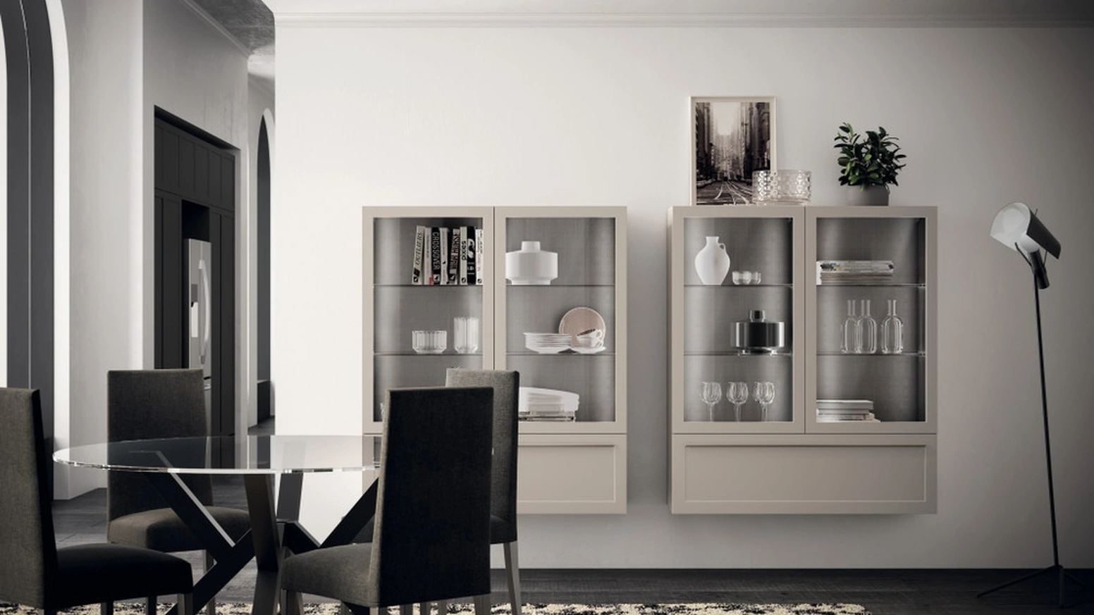 Madia Living Carattere sospesa 05 in laccato Visone di Scavolini