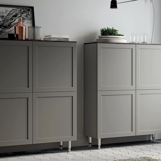 Madia Living Carattere 07 in laccato opaco Grigio Titanio di Scavolini