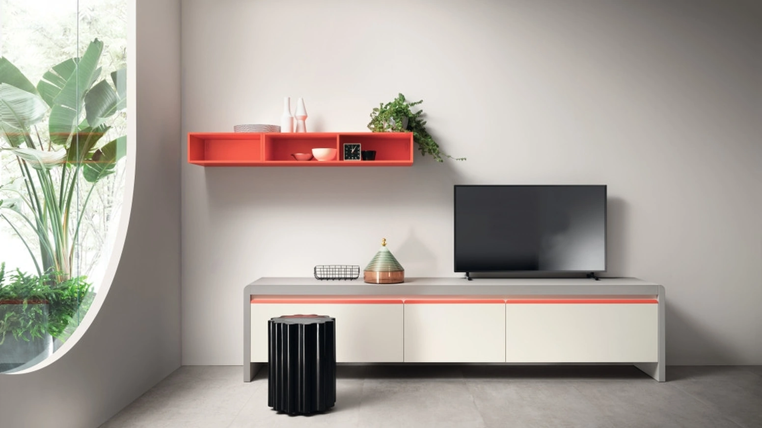 Madia Living Dandy Plus 02 Bianco e Rosso Corallo di Scavolini