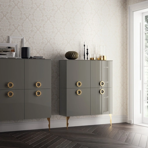 Madia Living Exclusiva 04 in laccato lucido Grigio Titanio di Scavolini