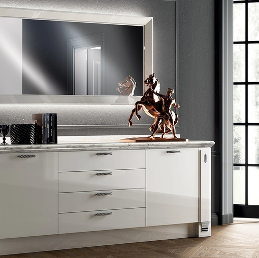 Madia Living Exclusiva 08 in laccato Lucido Grigio Chiaro di Scavolini