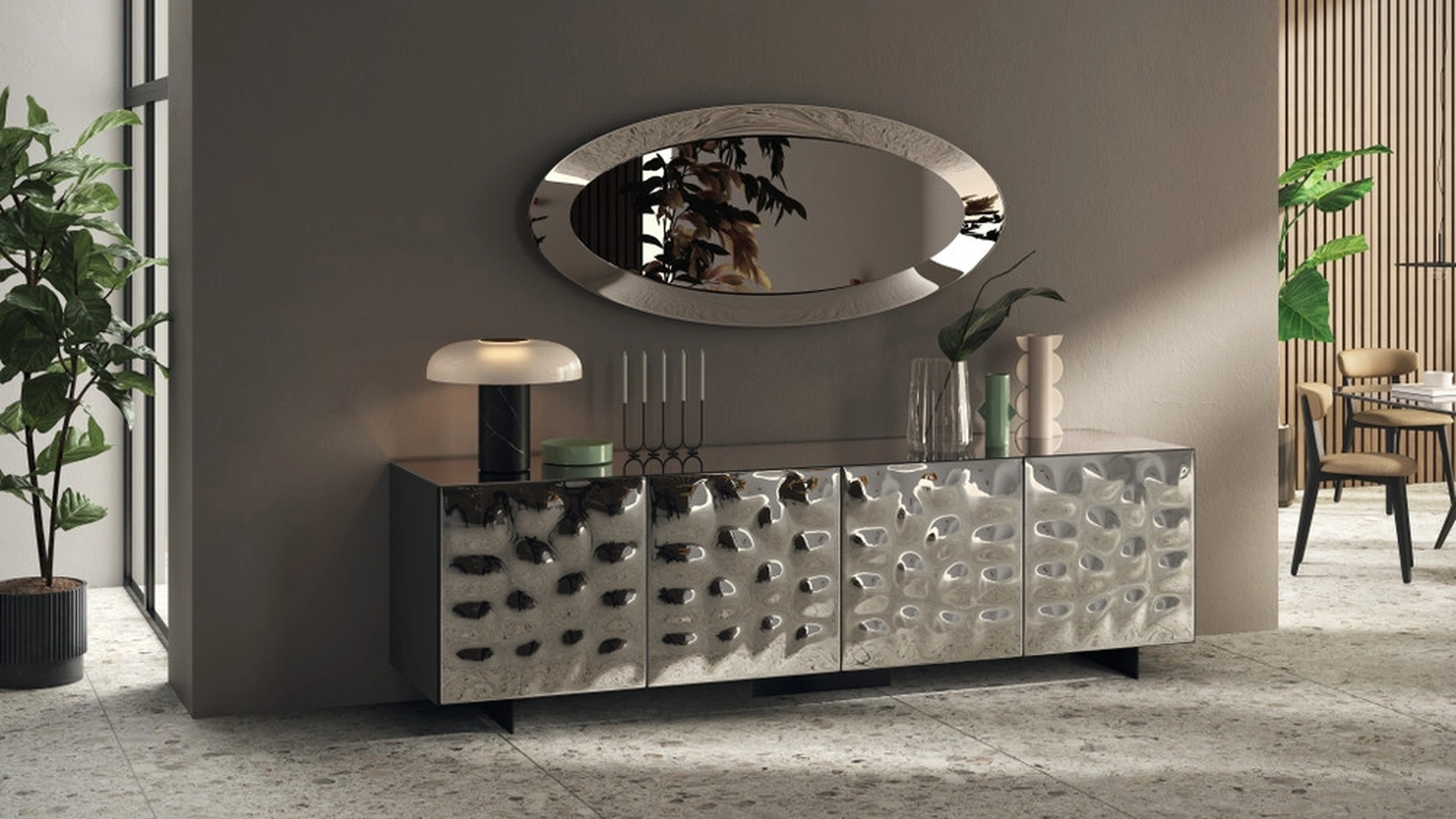 Madia Sideboard 02 in vetro specchiato Glow di Scavolini