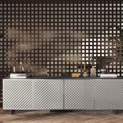 Madia Sideboard 03 in vetro specchiato a rombi di Scavolini