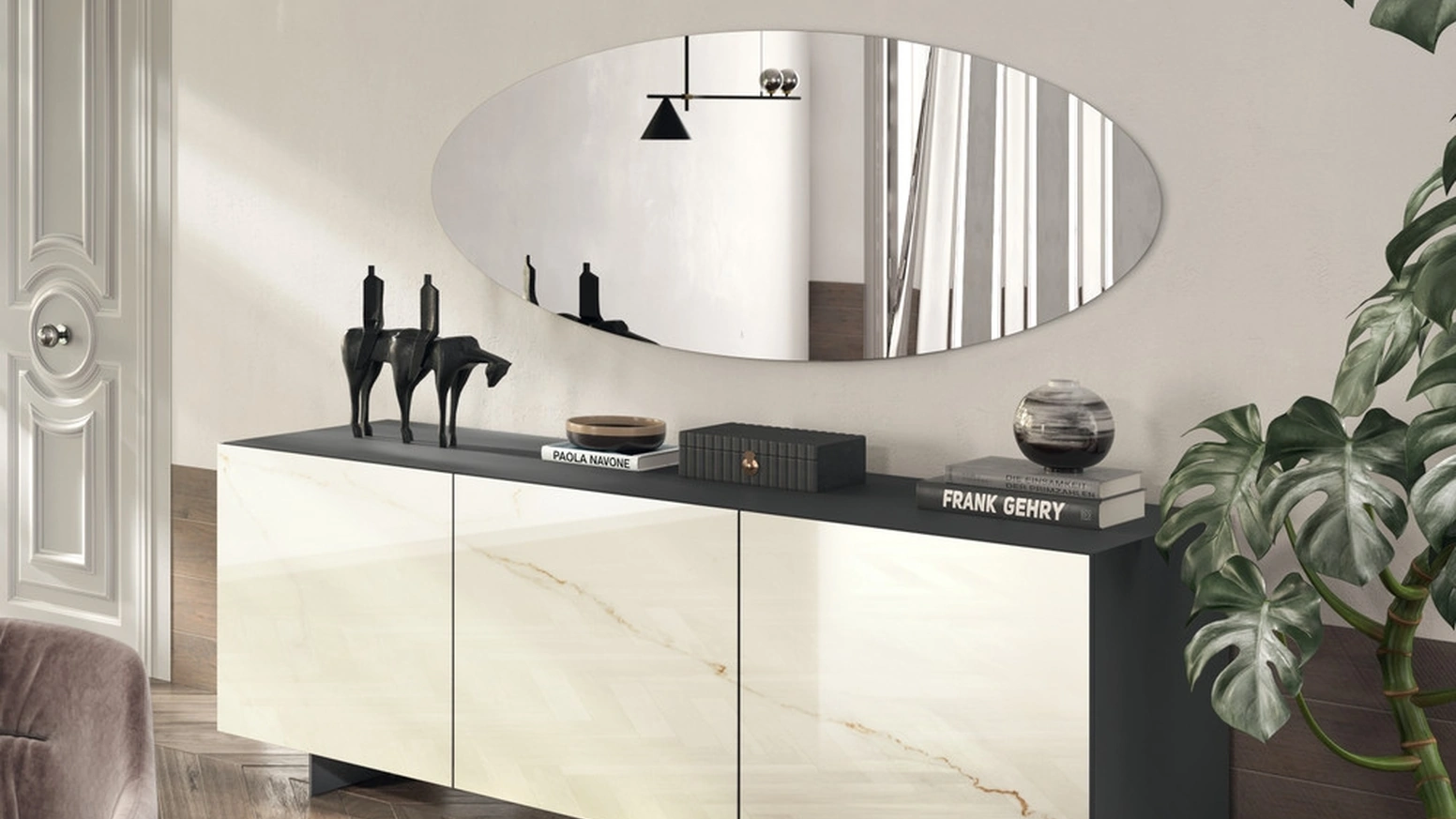 Madia Sideboard 04 in finitura lincoln oro di Scavolini