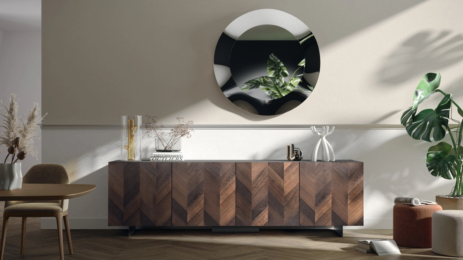 Madia Sideboard 05 con anta impiallacciata di Scavolini