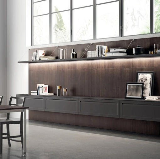 Parete Attrezzata Living Carattere 01 Grigio Ferro di Scavolini